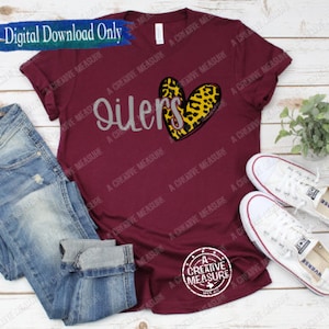Oilers svg - Oilers School Pride - Heart Cheetah Print - Oilers Mascot - School Pride - Digitale Download - Alleen SVG - Oilers Love - Leraar