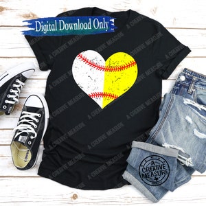 Honkbal - Hart - Liefde - Softbal - Mijn hart is op dat veld - Moeder van beide - Huis verdeeld - Softbal en honkbal - Alleen SVG - Digitaal
