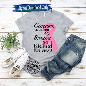Kanker raakte mijn borst, dus ik schopte het in de kont - Borstkanker - Overlevende - Bewustzijn - Badass - Alleen SVG - Digitale Download - Pink Ribbon