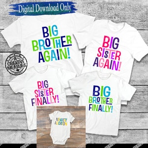 Big Brother - De novo - Finalmente - Big Sister - Mais recente adição - SVG - Pacote de irmãos - Somente SVG - Bebê a caminho - Família em crescimento - Irmão
