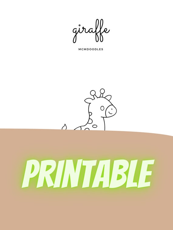 Giraffe Coloring Page - Etsy