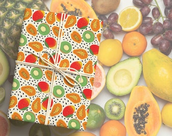 Mangoes Papayas and Kiwis Fruit Theme Gift Wrap Papers