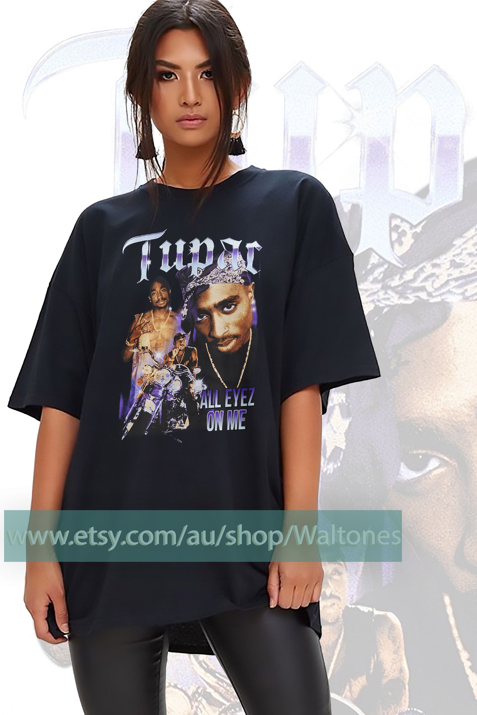 Tupac T-Shirt Damen - Offizielles All Eyez On Me Design In Boyfriend Fit