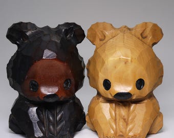 ヴィンテージ木彫りの熊人形（21 cm/8.3インチ）、北海道アイヌ