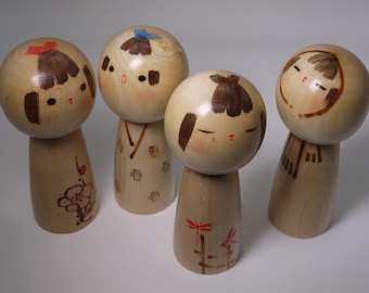 川瀬裕二 ヴィンテージこけし (17 cm/6.7インチ)、日本の創作創作木製