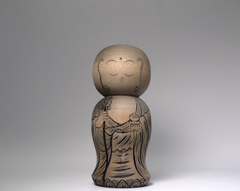 Japanese wooden Jizo kokeshi doll 15cm / 5.9" free shipping