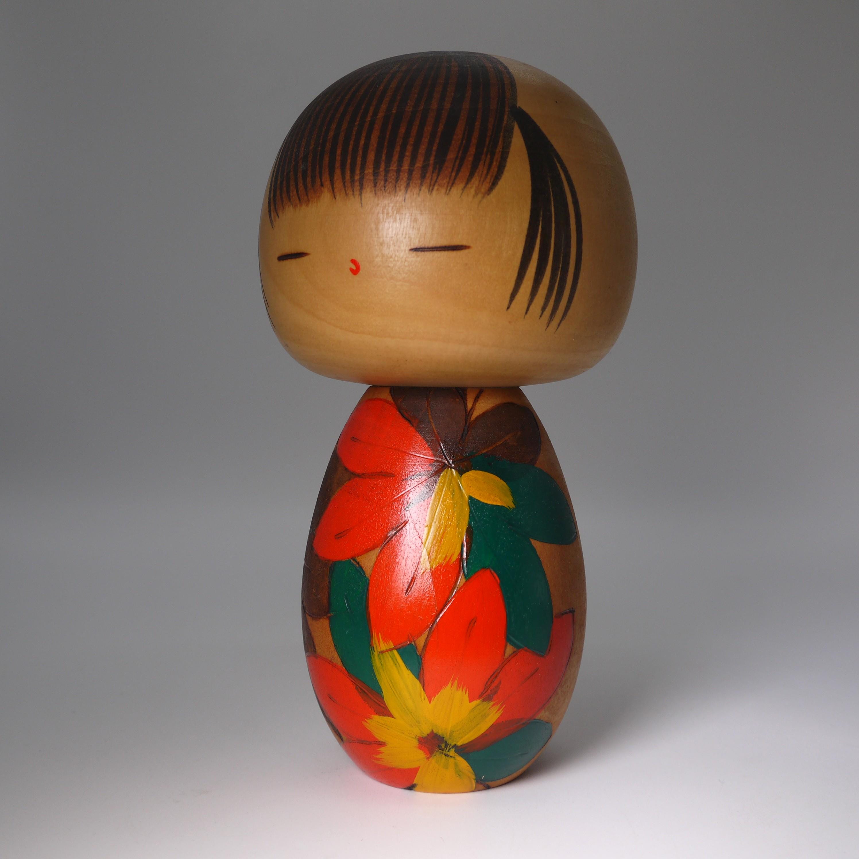 川瀬裕二 ヴィンテージこけし (17 cm/6.7インチ)、日本の創作創作木製