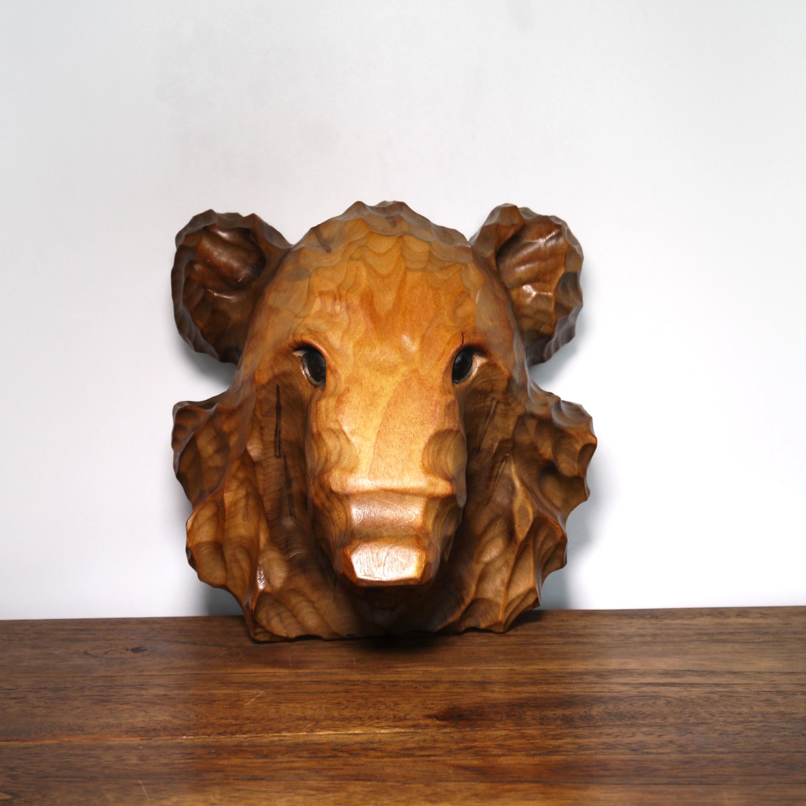 北海道　アイヌ　熊　熊の木彫り　彫刻　民芸　骨董　アンティーク　ヴィンテージ 木彫り熊 /アイヌ/ヴィンテージ/鮭/置物/民藝/大きい | 骨董