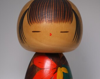 川瀬裕二 ヴィンテージこけし (17 cm/6.7インチ)、日本の創作創作木製