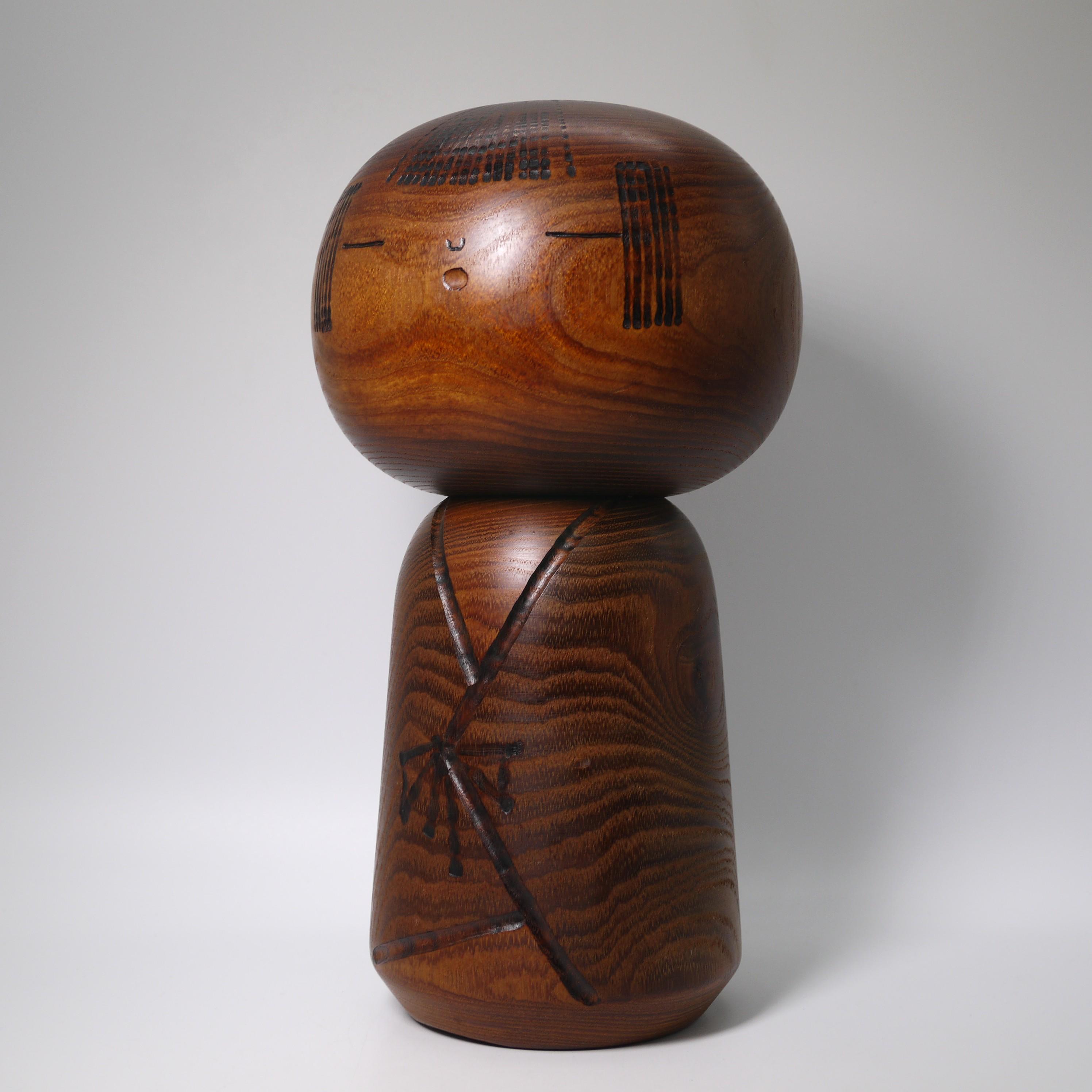 村上賢一 ヴィンテージこけし (22 cm/8.7インチ)、日本の創作創作木製