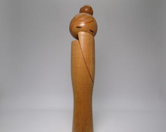 川瀬裕二 ヴィンテージこけし (17 cm/6.7インチ)、日本の創作創作木製