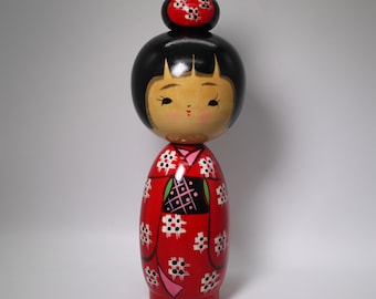 保坂虎雄創作こけし、ヴィンテージ木製創作こけし、日本の手作り民芸品