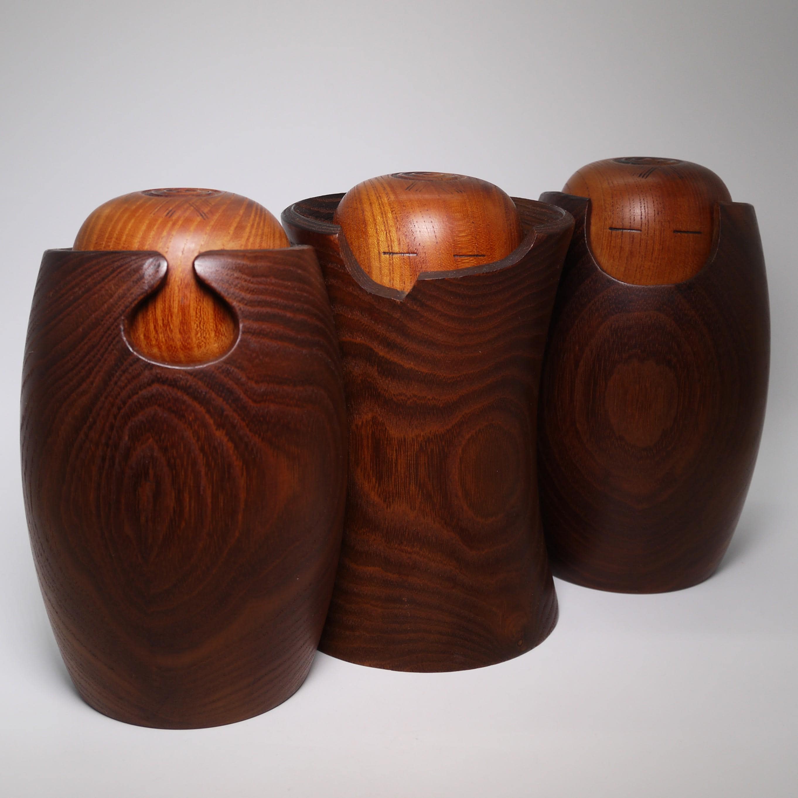 宮島 無筆こけし（16cm/6.3インチ）、ヴィンテージの日本の創作木製