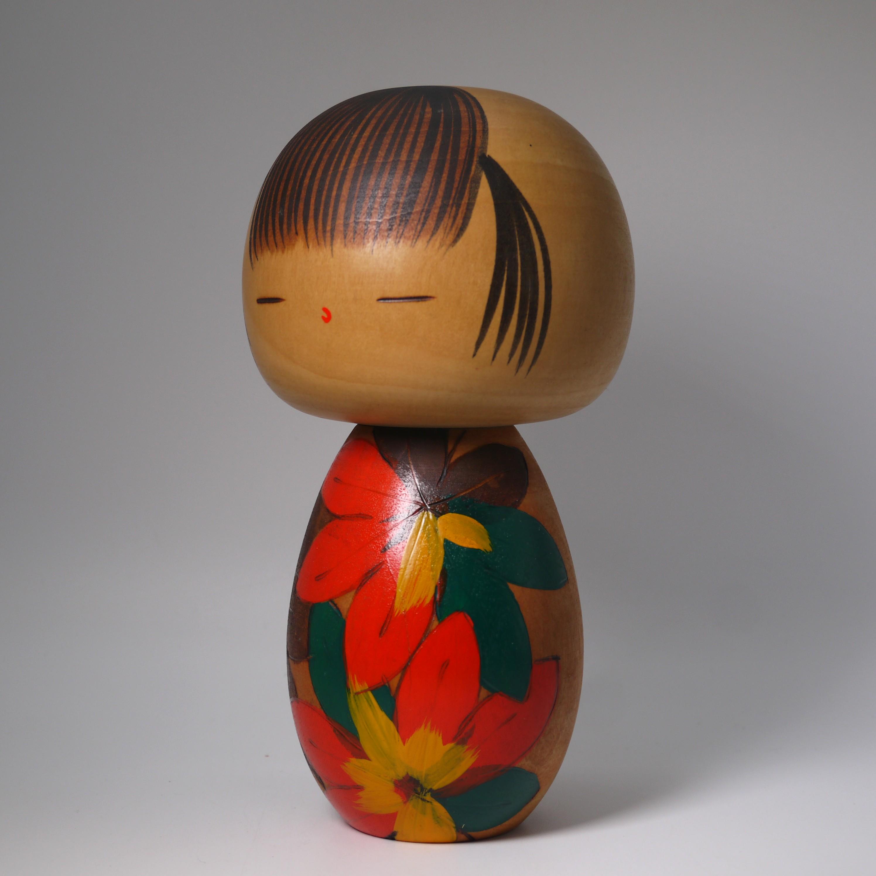 川瀬裕二 ヴィンテージこけし (17 cm/6.7インチ)、日本の創作創作木製