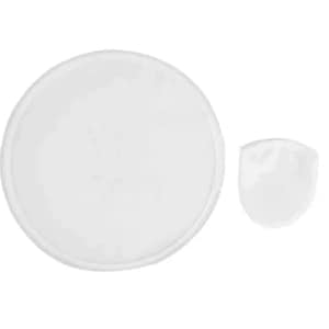 May include: Two white round plastic lids, one larger than the other.