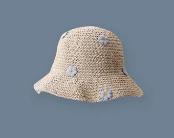 Sombrero de paja floral suave
