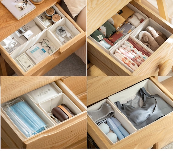 ALYER Organizer Per Cassetti Pieghevole - Divisorio Per Calzini, Biancheria, Reggiseni E Cravatte, 1 Scomparto Grande + 12 Piccoli, Nero - 2