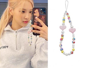 Rosé phone strap pink heart phone strap