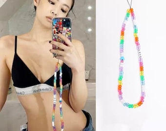 Correa del teléfono de Jennie/ Accesorios Blackpink/ Accesorios de Blink/ Charms móviles rosas