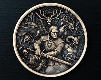 Witcher Medallion Coin | Double-Sided Wolf Token, Fantasy Collectible
