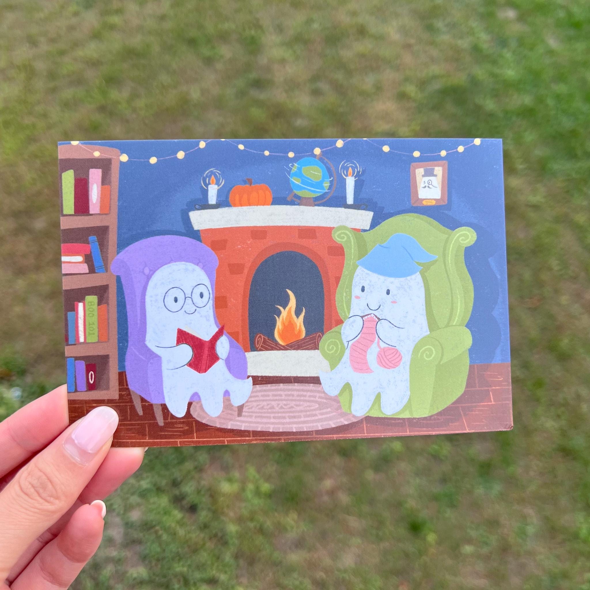 Fall Gost Cute Fall Ghost Mini Prints & Postcards | 4x6 Art Print | Autumn ...