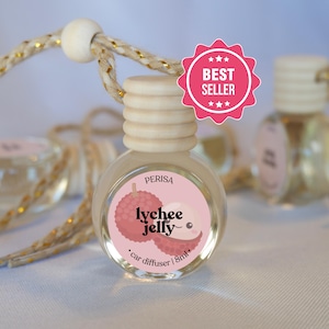 Car Diffuser, Lychee Scent, Lychee Jelly, Hanging Car Air Freshener, Car Accessories, Gifts for Her, Matcha Lover's Gifts, Car Perfume,