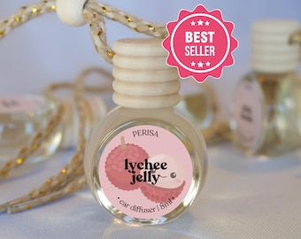 Car Diffuser, Lychee Scent, Lychee Jelly, Hanging Car Air Freshener, Car Accessories, Gifts for Her, Matcha Lover's Gifts, Car Perfume,