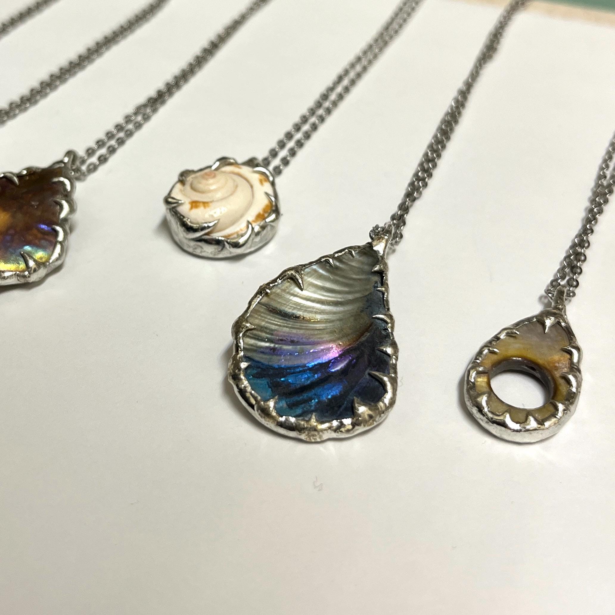Shell Ball Chain Necklaces | Handmade Soft Soldered Pendants - Etsy