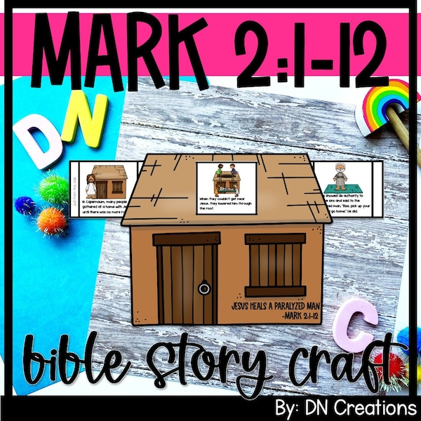 Mark 2:1-12 Bible Craft | Jesus Heals a Paralyzed Man | Jesus and Paralytic Man | Jesus and the 4 Friends