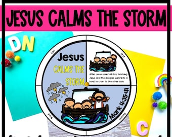 Jesus Calms the Storm Story Wheel | Jesus Calms the Sea Bible Craft | Sunday School Craft | Bible Story Activities for Kids