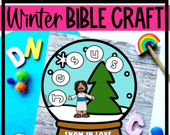Winter Bible Craft | Snow Globe Craft | Snow in Love with Jesus Craft for Sunday School and Bible Homeschool