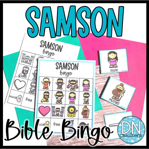 Samson Bible Bingo l Samson and the Philistines Bible Story l Sunday School Bible Games for Preschool to 2nd grade students