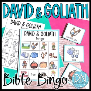 David Bibel Bingo l David und Goliath Bibelgeschichte l Sonntagsschulbibelspiele für Kinder von der Vorschule bis zur 2