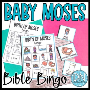 Bingo sur la Bible de Moïse l Histoire biblique de bébé Moïse en Egypte l Jeux bibliques de l'école du dimanche pour les élèves de la maternelle à la 2e année