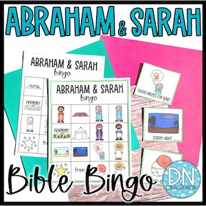 Abraham Sarah Bibel Bingo l Abraham Sarah Isaac Bibelgeschichte l Sonntagsschulbibelspiele für Kinder von der Vorschule bis zur zweiten Klasse