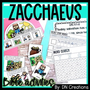 Zacchaeus Bible Activities l Jesus and the Tax Collector Bible Study l God&#39;s forgiveness l Bible Worksheets for Homeschool & Sunday School