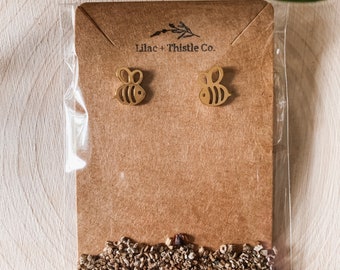 Adorable Bumblebee Stud Earrings With Wildflower Seed Confetti