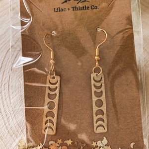 Gold Moon Phases Dangle Earrings