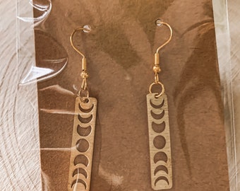 Gold Moon Phases Dangle Earrings