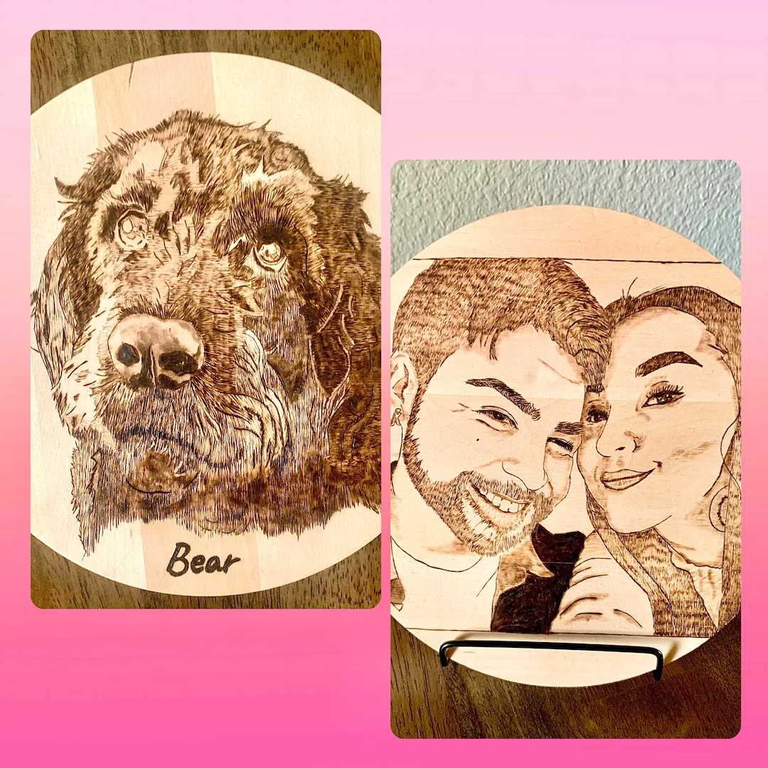 Custom Wood Burning Portrait of People or Pets Pyrograpghy Commission