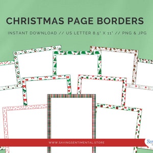 Weihnachtlicher Seitenrahmen, Printable Paper, 12er Set, weihnachtlicher Print, Seitenränder für den Weihnachtswunschbrief, als Weihnachtsbriefpapier