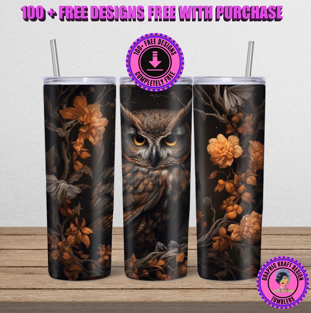 Gothic Owl PNG 20 Oz Skinny Tumbler Sublimation Design, Instant Digital ...