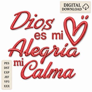 Christian Embroidery Design, Dios es my Alegria