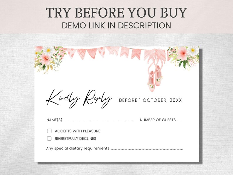 RSVP Cards Baby Shower DIGITAL DOWNLOAD Kindly Reply Card Etsy