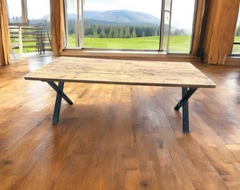 Rustic handmade dining table in medium oak 2m long