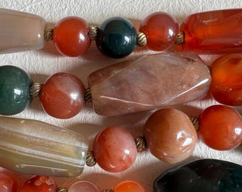 1960s hand-cut rainbow agate beaded necklace