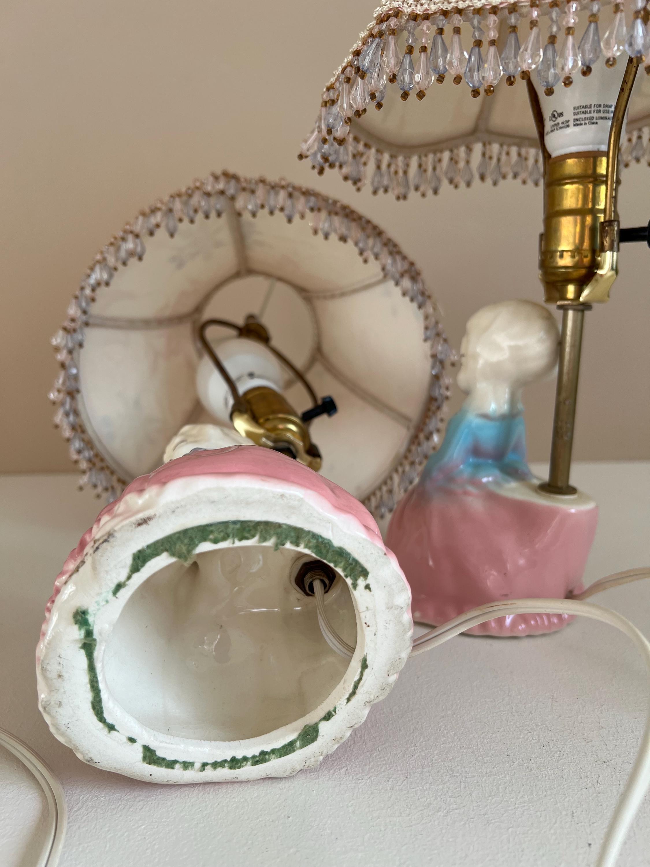 1940s Marie Antoinette Gilded Brothel Lamps With Custom, Handmade