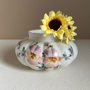 1890s RARE opal glass melon biscuit jar with hand painted florals