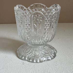 1960s Fostoria crystal footed candy dish by Avon