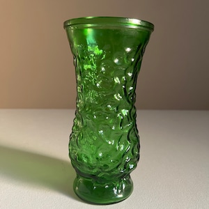 1970s Hoosier Glass rippled green vase